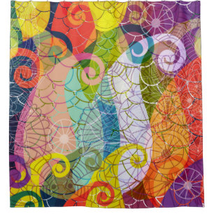 Cortina de ducha de diseño paisley y psicodélico c