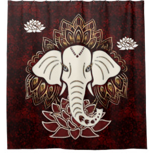 Cortina de ducha de elefante blanco