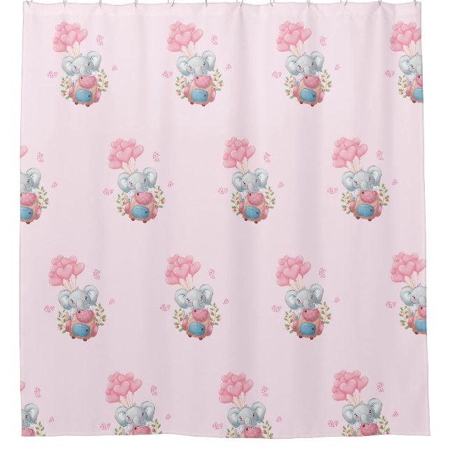 Cortina de ducha de elefante lindo | Decoración de (Anverso)