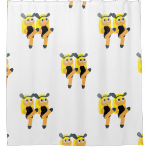 cortina de ducha de emoji gemela