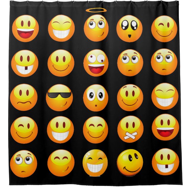cortina de ducha de emoji negra (Anverso)