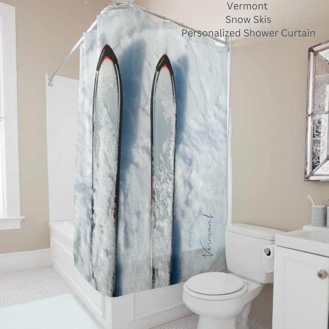 Cortina de ducha de esquí Vermont Snow (Vermont Snow Skis Personalized Shower Curtain)