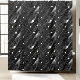 Cortina de ducha de estilo moderno negro y blanco