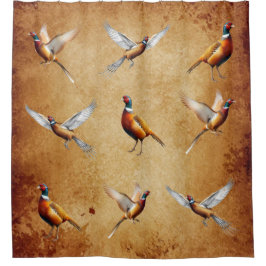 Cortina de ducha de faisán de cuello rojo