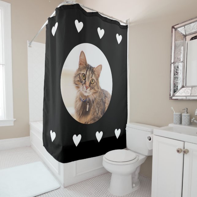 Cortina de ducha de felina personalizada con foto  (In situ)