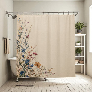 Cortina de ducha de flor silvestre boho rústica co