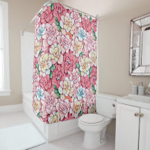Cortina de ducha de flores