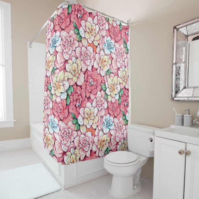 Cortina de ducha de flores (In situ)