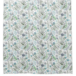 Cortina de ducha de flores de arte folclórico de P