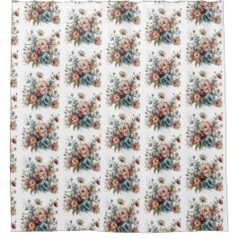 Cortina de ducha de flores de color pastel