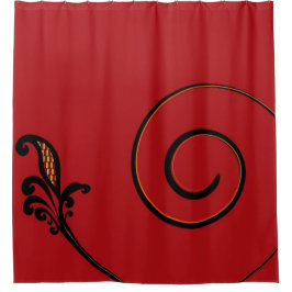 Cortina de ducha de flores rojas