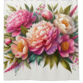 Cortina de ducha de flores rosadas de Peonies en a