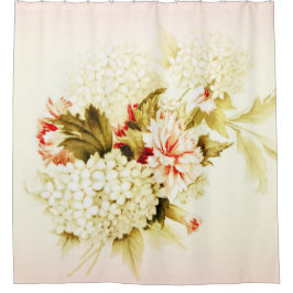 Cortina de ducha de flores rosadas vintage