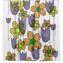 Cortina de ducha de flores silvestres caprichosas