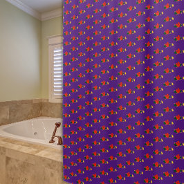 Cortina de ducha de flores silvestres rojas