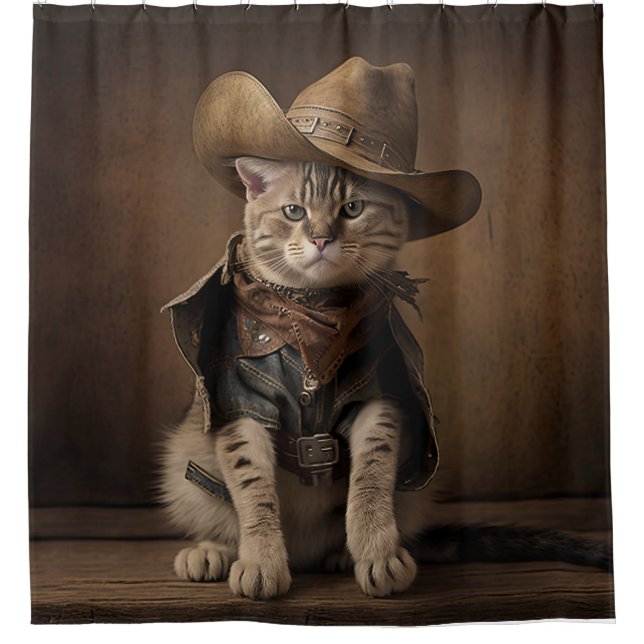 Cortina de ducha de gato de Cowboy (Anverso)