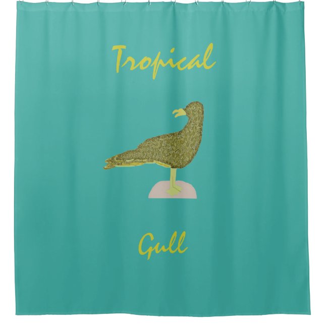 Cortina de ducha de gaviota-marrón tropical (Anverso)