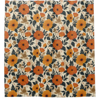 Cortina de ducha de geometría floral negrita