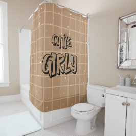 Cortina de ducha de gingham marrón para niñas lind