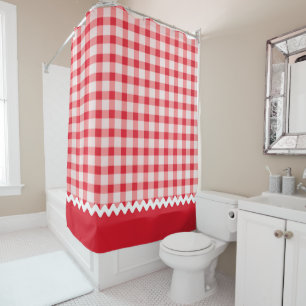 Cortina de ducha de Gingham roja