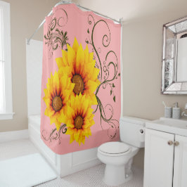 Cortina de ducha de girasoles