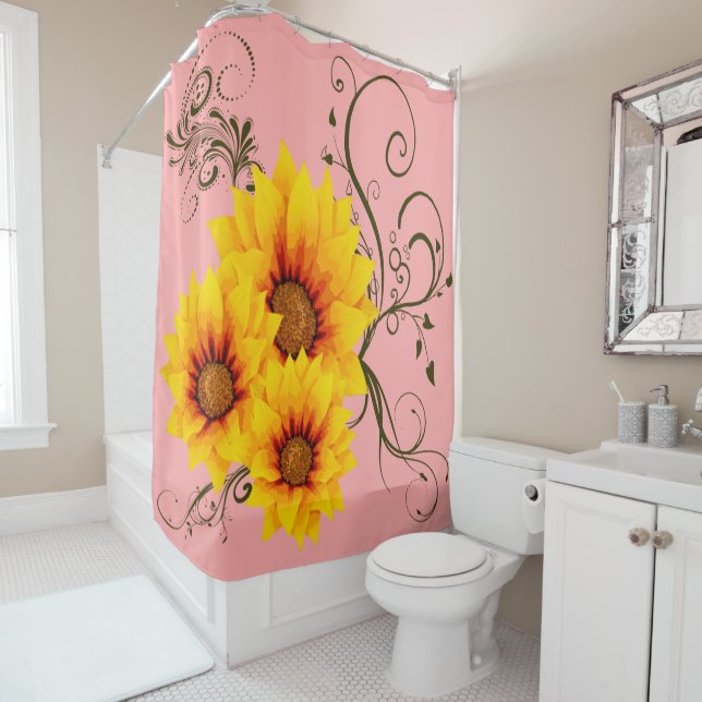 Cortina de ducha de girasoles (In situ)