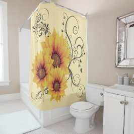 Cortina de ducha de girasoles