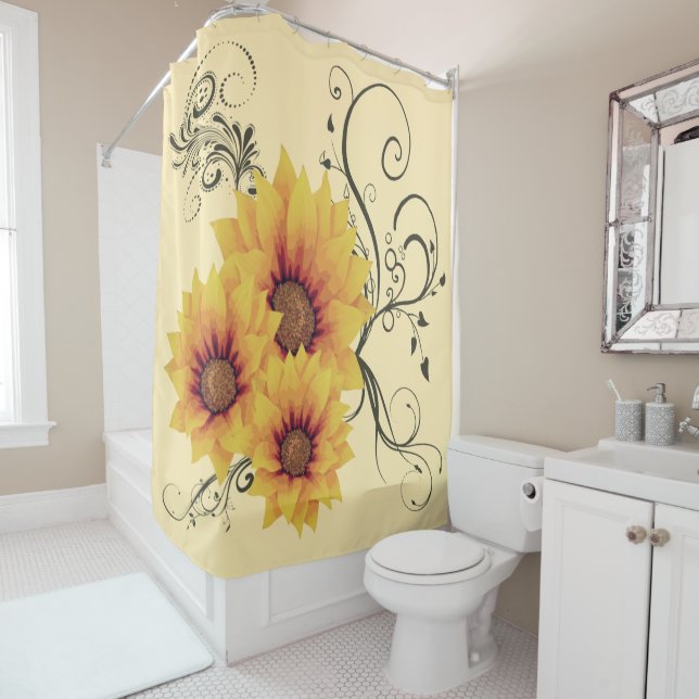 Cortina de ducha de girasoles (In situ)