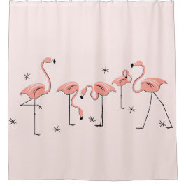 Cortina de ducha de grupo rosa Flamingos