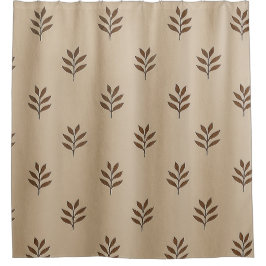 Cortina de ducha de hojas beige y marrón