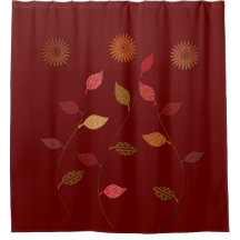 Cortina de ducha de hojas rojas de Borgoña