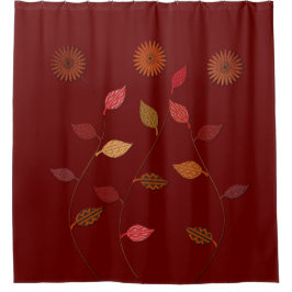 Cortina de ducha de hojas rojas de Borgoña