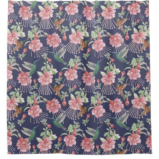 Cortina de ducha de Hummingbirds suave (Anverso)