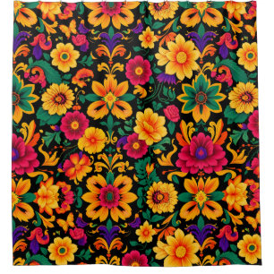 Cortina de ducha de jungla maximalista