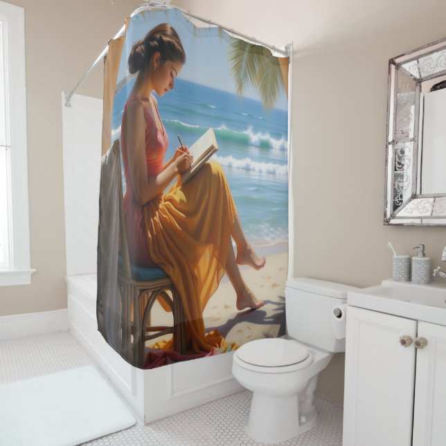 Cortina De Ducha De La Casa De Playa Con Imagen Pe (In situ)