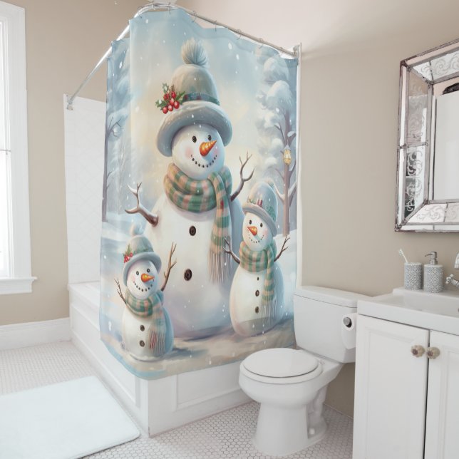 Cortina de ducha de la familia Snowman (In situ)