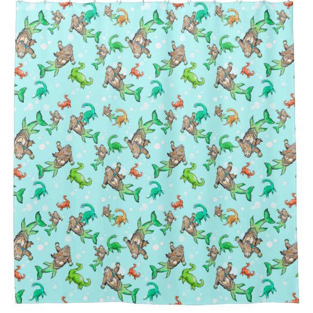 cortina de ducha de la sirena del sasquatch (Anverso)