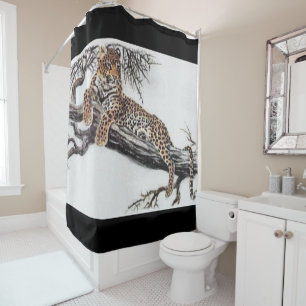 Cortina de ducha de leopardo