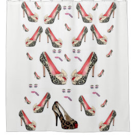 cortina de ducha de leopardo blanco