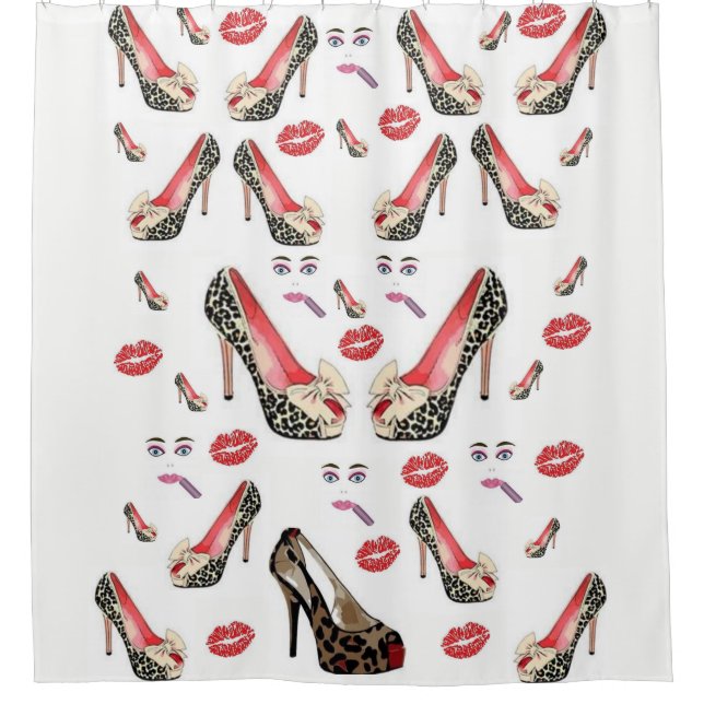 cortina de ducha de leopardo blanco (Anverso)