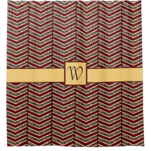 Cortina de ducha de leopardo Print Chevron