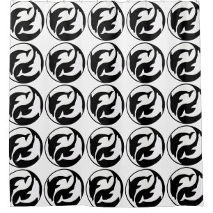 Cortina de ducha de los delfines de Yin Yang