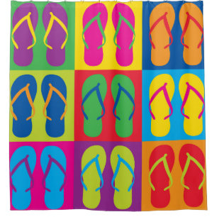 Cortina de ducha de los flips-flopes del arte pop