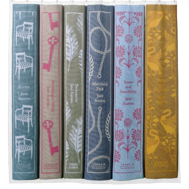 Cortina de ducha de los libros de Jane Austen (Anverso)