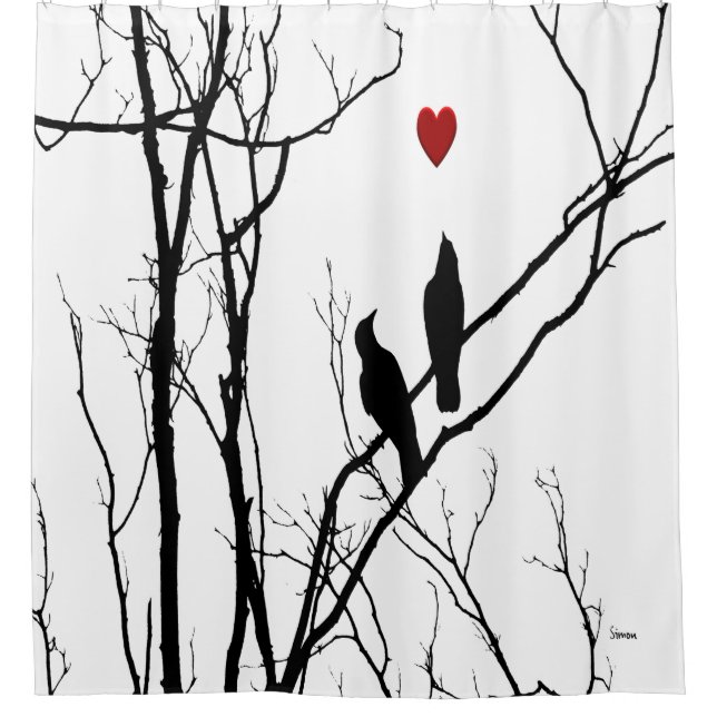 Cortina de ducha de los pájaros del amor (Anverso)