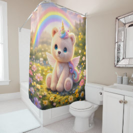Cortina de ducha de lujo de unicornio de osito de 