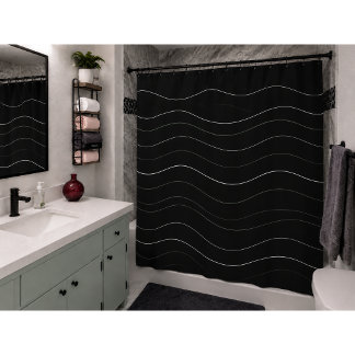Cortina de ducha de lujo nórdica onda negra modern