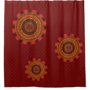 Cortina de ducha de mandala de fuego