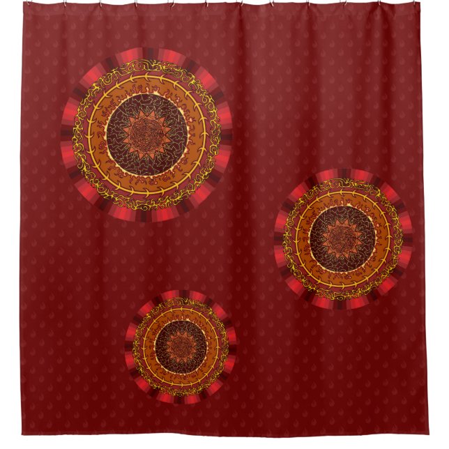 Cortina de ducha de mandala de fuego (Anverso)