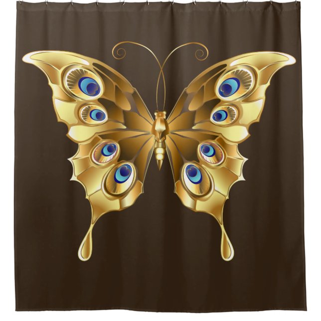 cortina de ducha de mariposa dorada (Anverso)